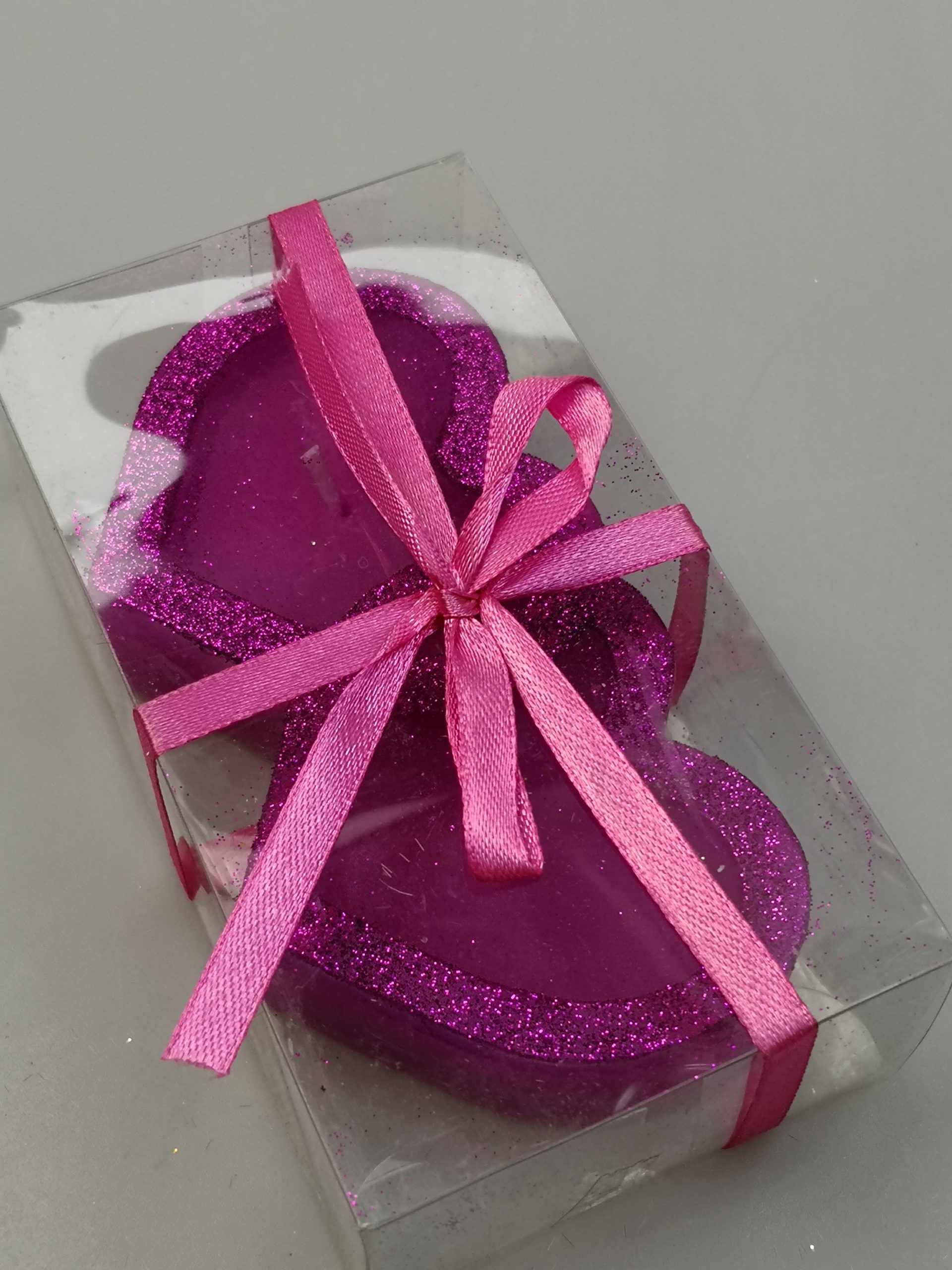 Szívgyertya 2 db-os 11 cm Pink