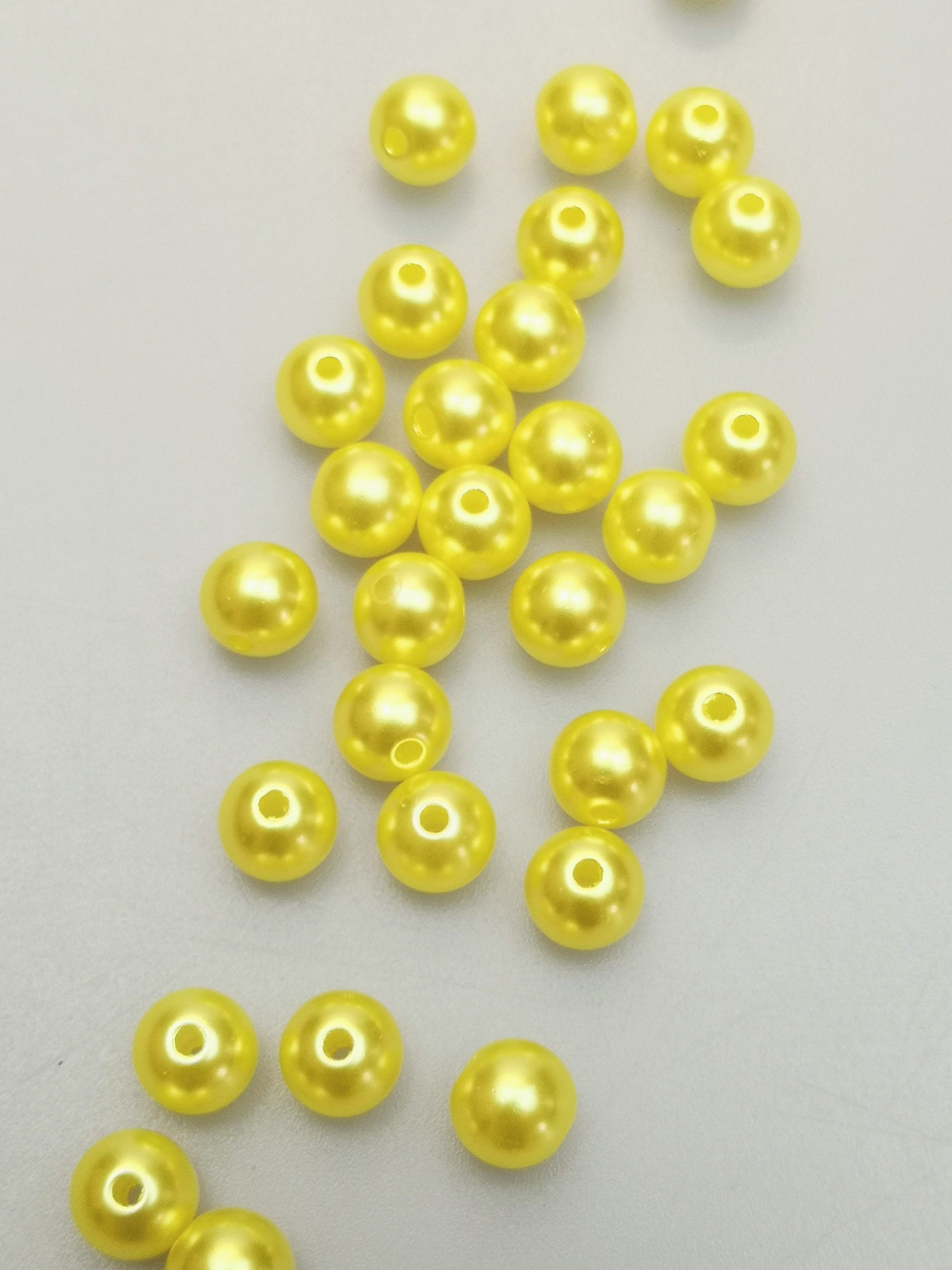 Fűzhető gyöngy 8 mm Sárga 50 db