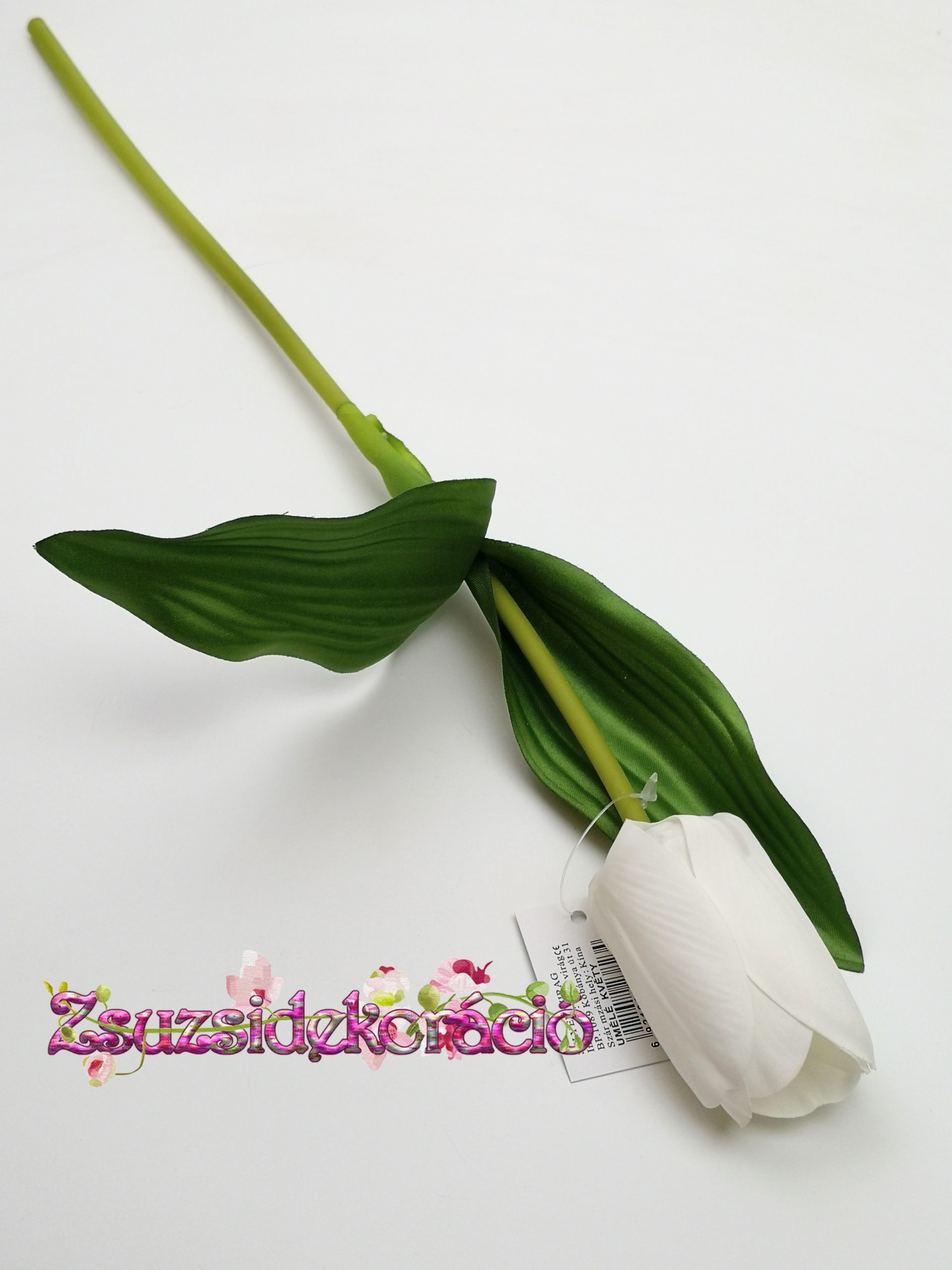Gumi tulipán 48 cm extra puha 6 cm fej  Fehér