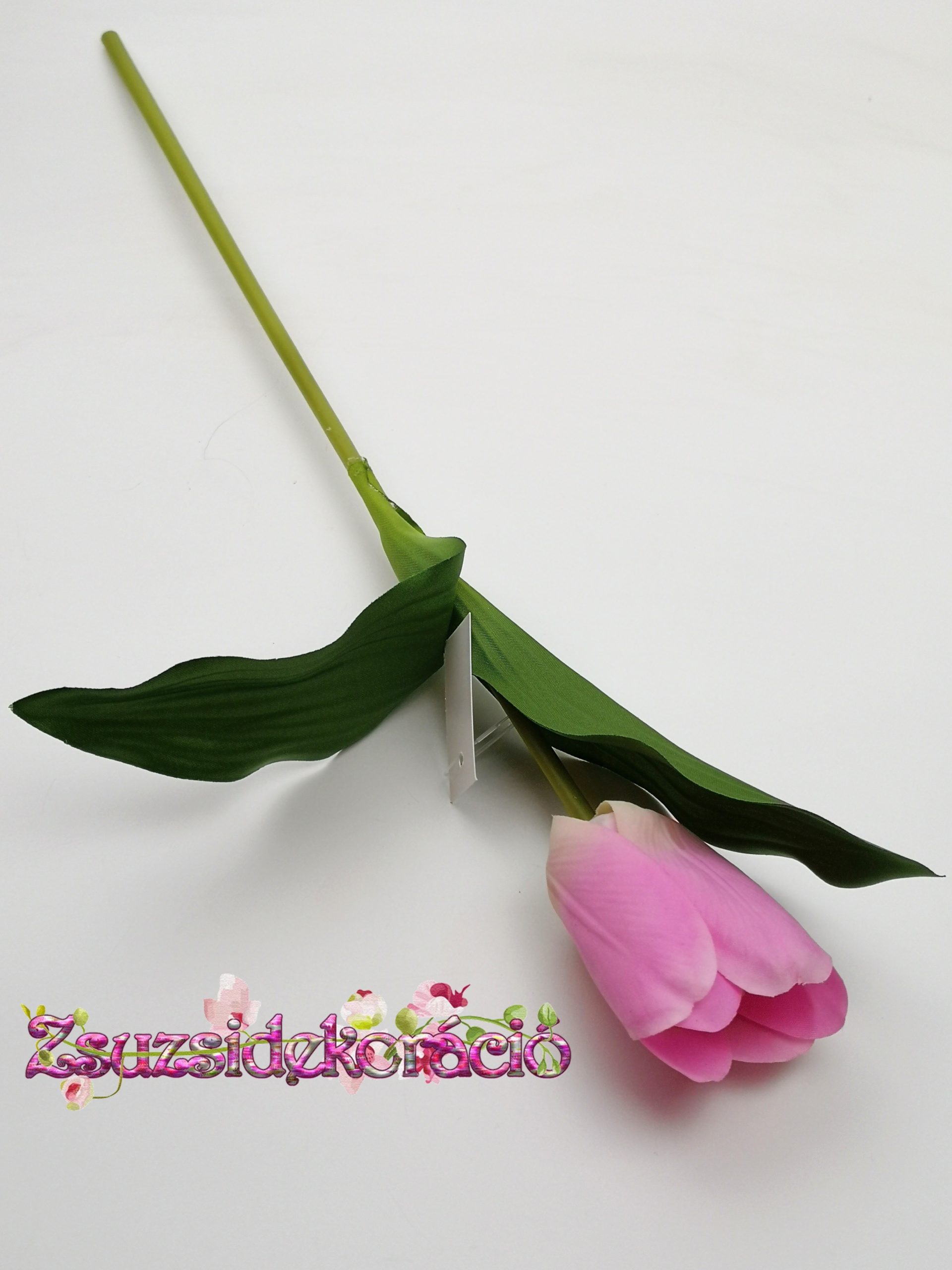 Gumi tulipán 48 cm extra puha 6 cm fej  Élénk rózsaszín