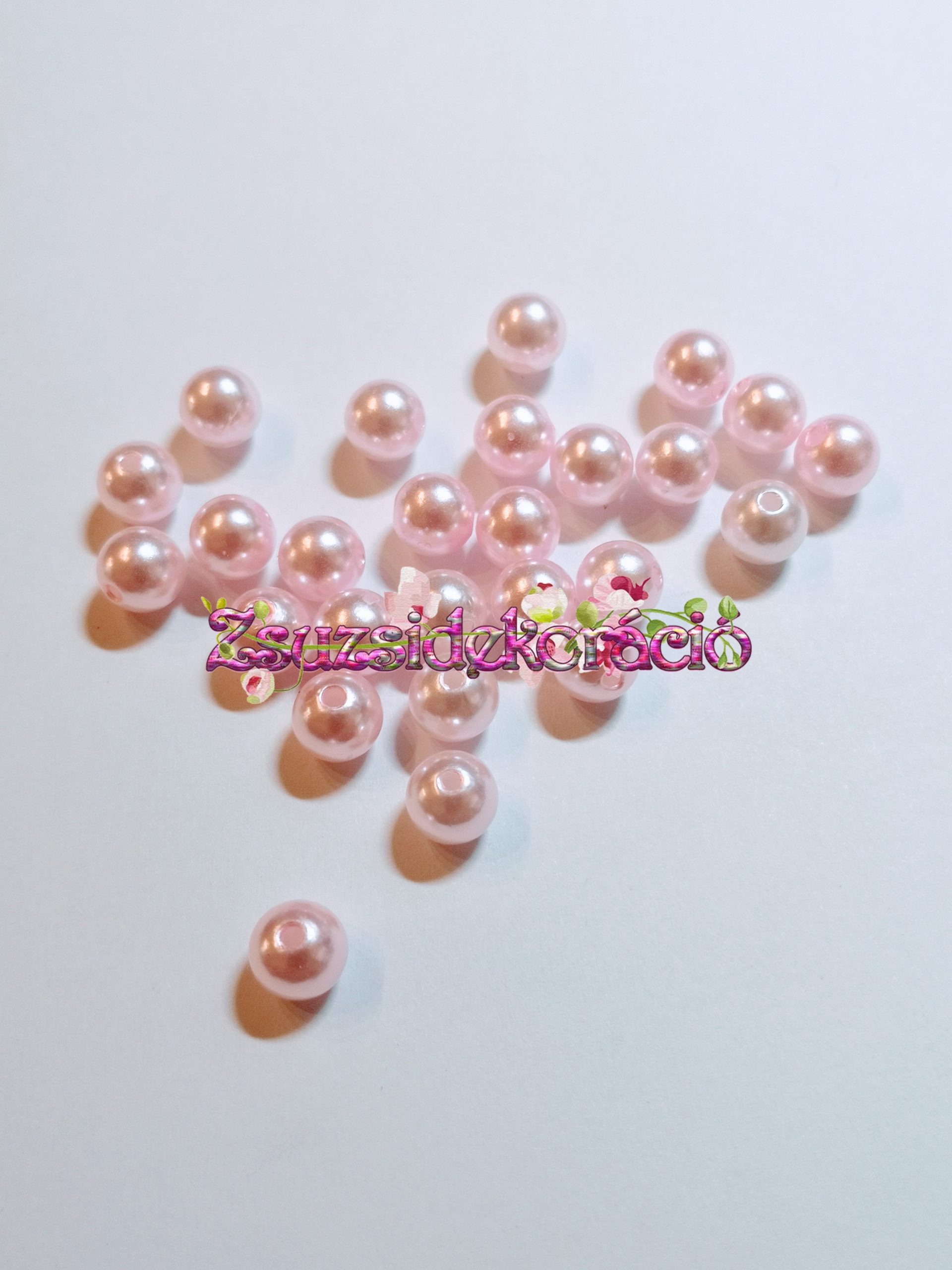 Fűzhető gyöngy 8 mm 100 db Rózsaszín