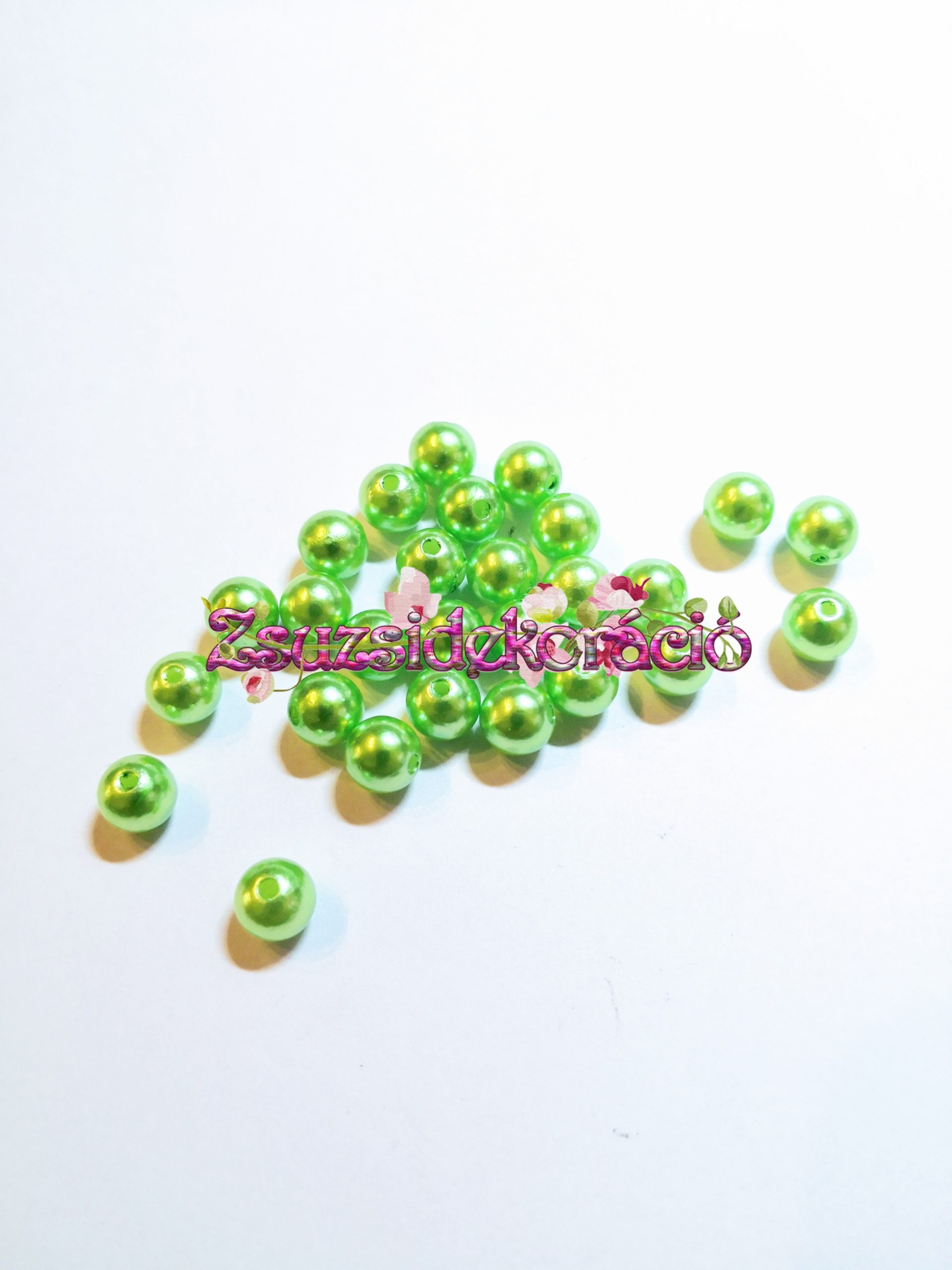 Fűzhető gyöngy 8 mm 100 db Zöld